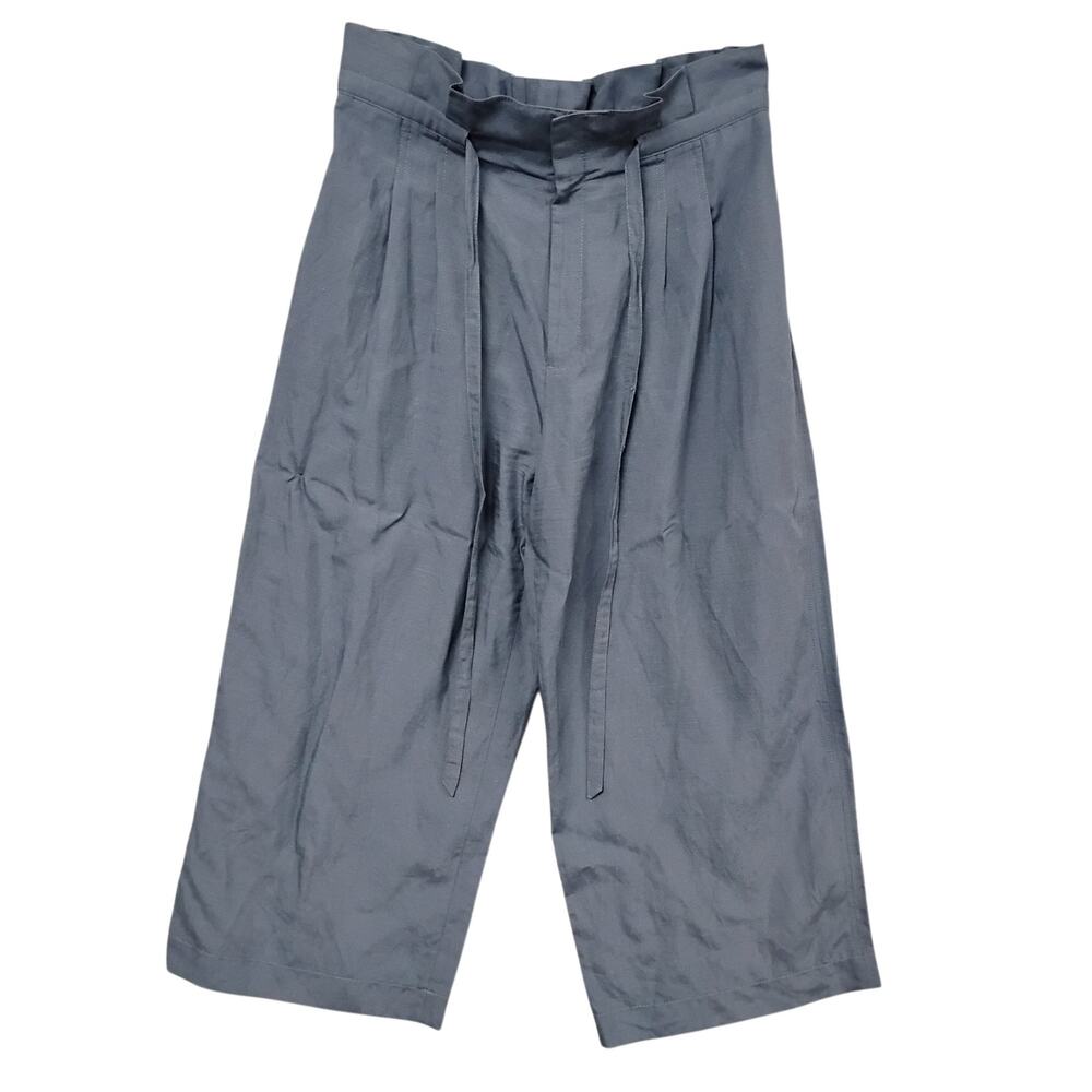 Club Monaco Paperbag Pants Size 12 Steel Gray Lightweight Tie at Waist